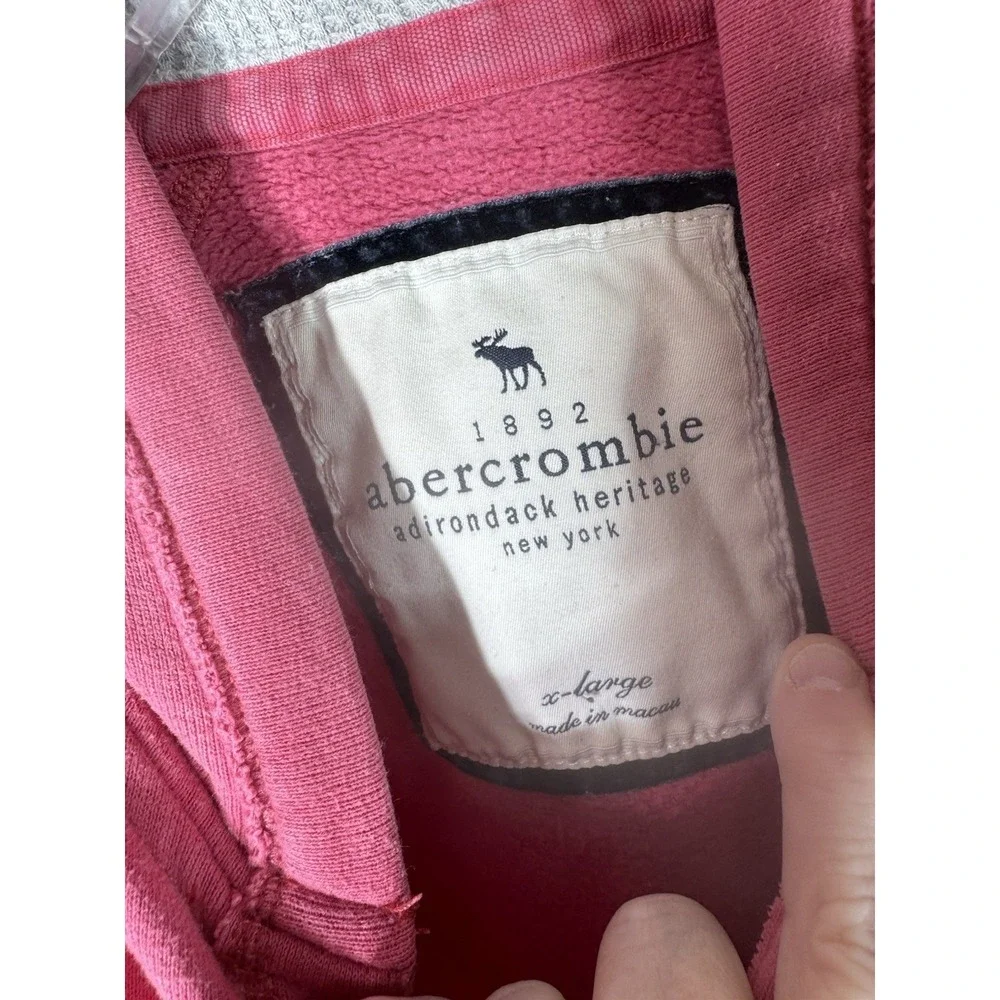 Abercrombie & Fitch Y2K Hoodie Women‎ Pink Embroidered Sweatshirt Fleece Size XL